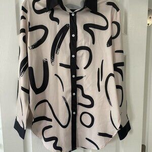 Modern Abstract Top - Black and Cream